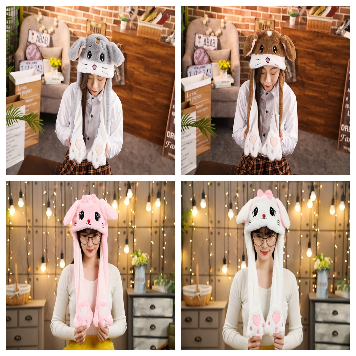 Adorable Moving Bunny Ears Hat - Kawaii Plush Toy Gift for Children, Kids, and Adults - Fun Cartoon Cap for Playtime Adorable Moving Bunny Ears Hat - Kawaii Plush Toy Gift for Children, Kids, and Adults - Fun Cartoon Cap for Playtime