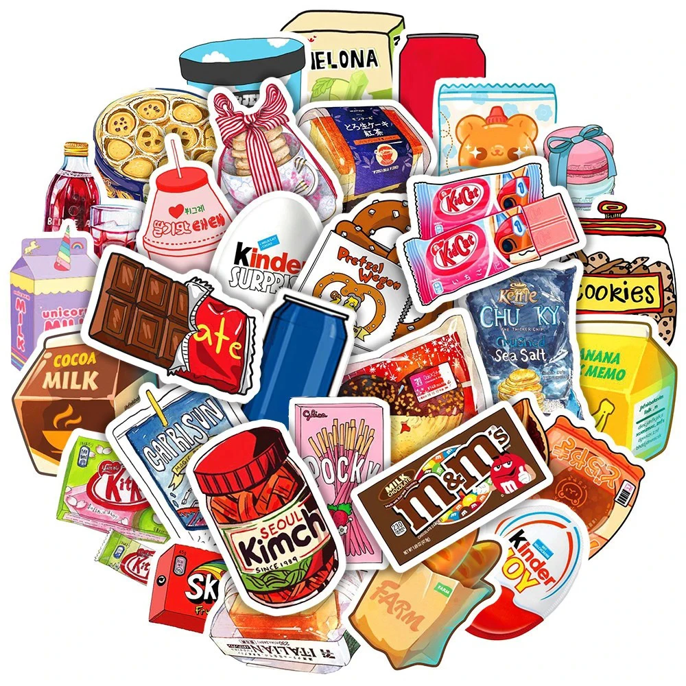 10/30/50pcs Drink Milk Snack Food Packaging Stickers Phone Scrapbook Motorcycle Cool Car Waterproof Cartoon Sticker for Kids Toy 10/30/50pcs Drink Milk Snack Food Packaging Stickers Phone Scrapbook Motorcycle Cool Car Waterproof Cartoon Sticker for Kids Toy