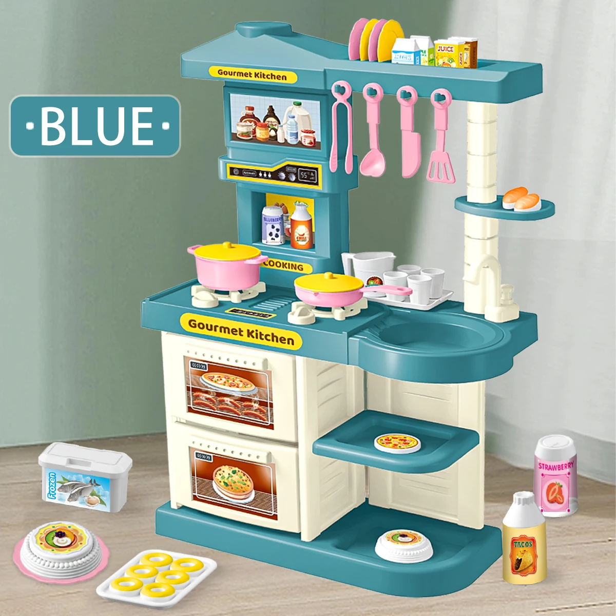 Kids Play Kitchen Accessories, Playset Toys Kitchen Foods Pans Milk Pots Breads Fork for Kid 3+ Boys and Girls Kids Play Kitchen Accessories, Playset Toys Kitchen Foods Pans Milk Pots Breads Fork for Kid 3+ Boys and Girls