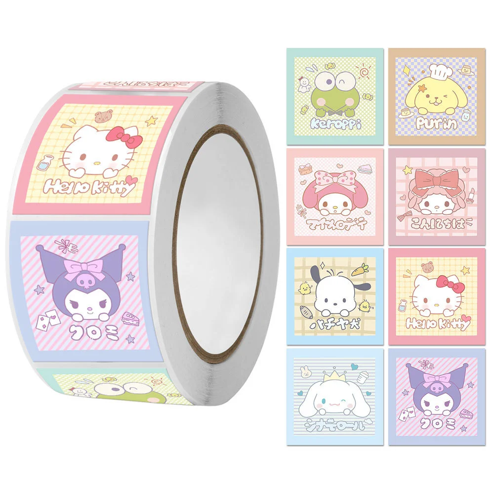 500Pcs/Roll Sanrio Stickers Kawaii Hello Kitty Melody Kuromi Cinnamoroll Luggage Graffiti Decals Kid Toy Decoration Sticker Gift 500Pcs/Roll Sanrio Stickers Kawaii Hello Kitty Melody Kuromi Cinnamoroll Luggage Graffiti Decals Kid Toy Decoration Sticker Gift