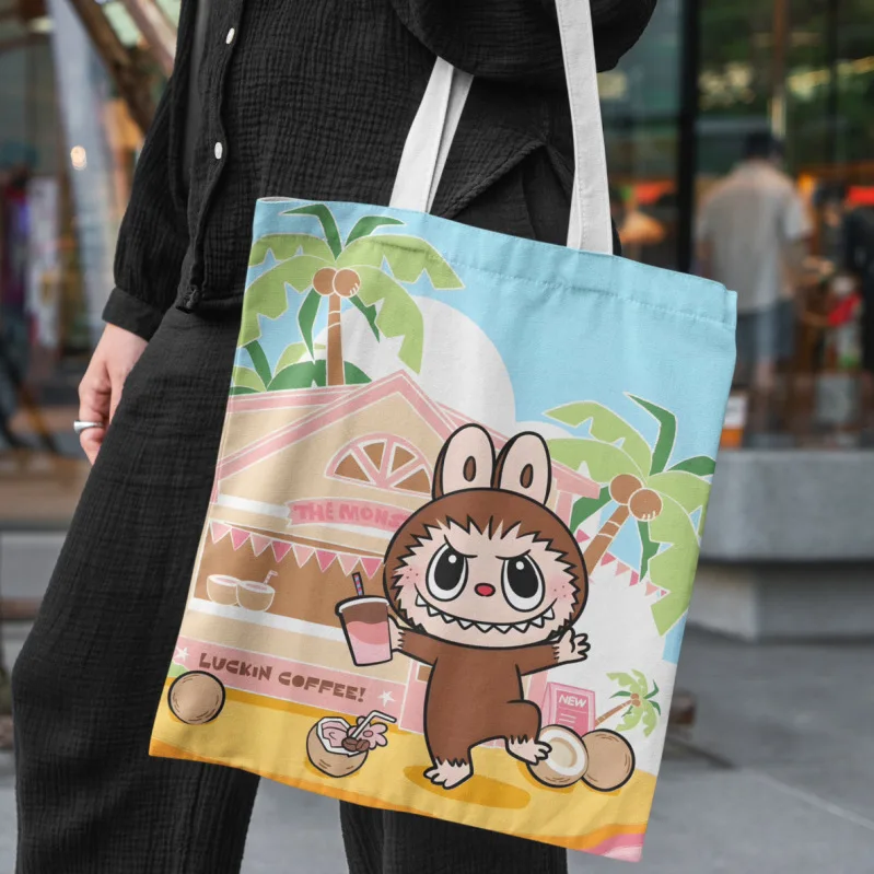 Lisa Same Labubu Canvas Bag Female Cute Cartoon Shopping HandBag Casual Student Shoulder Bag The Monsters Crossbody Bags Lisa Same Labubu Canvas Bag Female Cute Cartoon Shopping HandBag Casual Student Shoulder Bag The Monsters Crossbody Bags