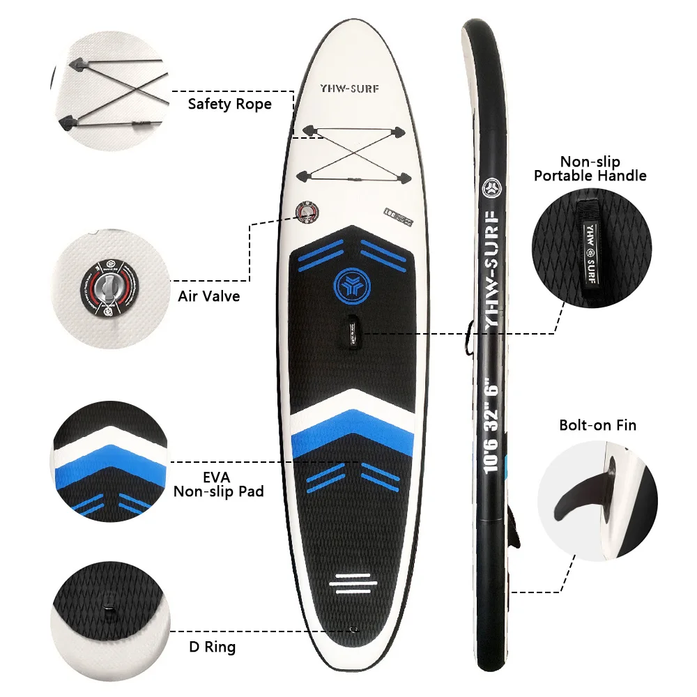 10.6ft Surfboard PVC Inflatable Paddle Board Seaside Beach Water-skiing Stand Up Paddle Board with Foot Rope 10.6ft Surfboard PVC Inflatable Paddle Board Seaside Beach Water-skiing Stand Up Paddle Board with Foot Rope