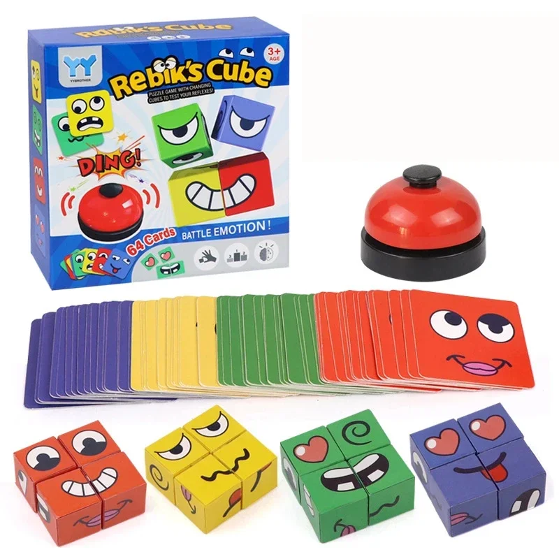 Kids Face Change Expression Puzzle Building Blocks Montessori Cube Table Game Toy Early Educational Toys for Children Gifts Kids Face Change Expression Puzzle Building Blocks Montessori Cube Table Game Toy Early Educational Toys for Children Gifts