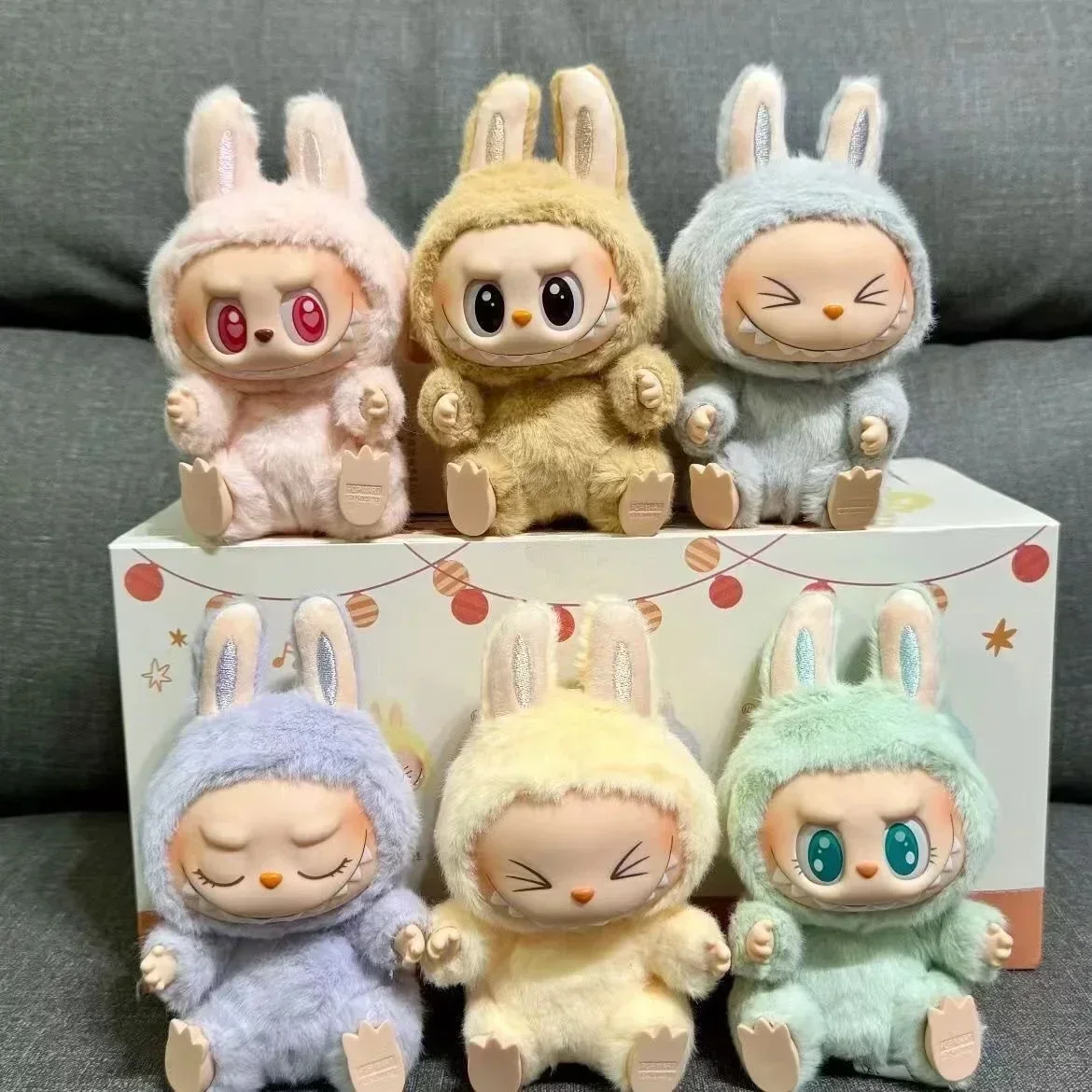 High Quality Macaron Second Generation Monster Labubu Sitting Party Vinyl Plush Blind Box Decoration Surprise Box Doll Birthday