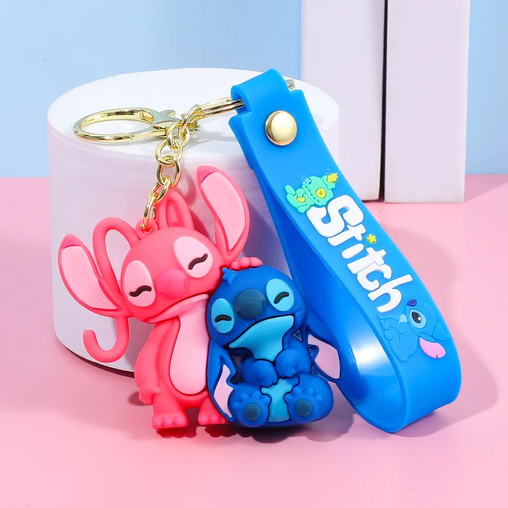 MINISO Cartoon Stitch and Angel Keychains Matching Couple Toys for Accessories Bag Key Chain Ring Jewelry Retro Gifts Keyrings MINISO Cartoon Stitch and Angel Keychains Matching Couple Toys for Accessories Bag Key Chain Ring Jewelry Retro Gifts Keyrings