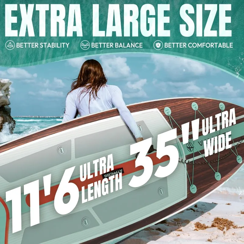 11'6"x35" Inflatable Paddle Board, 450lbs Extra Wide Stand Up Paddleboard for Adults with Premium SUP Accessories Kit & Backpack 11'6"x35" Inflatable Paddle Board, 450lbs Extra Wide Stand Up Paddleboard for Adults with Premium SUP Accessories Kit & Backpack