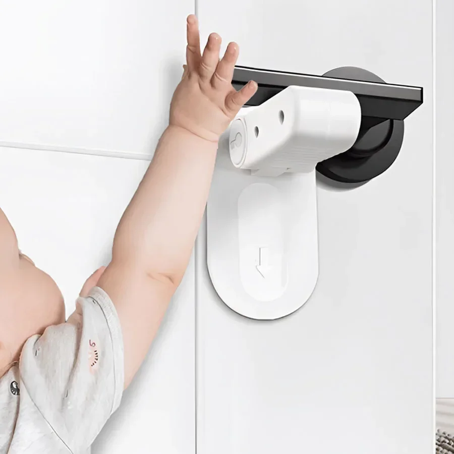 Door Lever Lock Universal Anti-open Handle Child Baby Safety Locks Punch-free Multifunction Hidden Button Buckle Safety Lock Door Lever Lock Universal Anti-open Handle Child Baby Safety Locks Punch-free Multifunction Hidden Button Buckle Safety Lock
