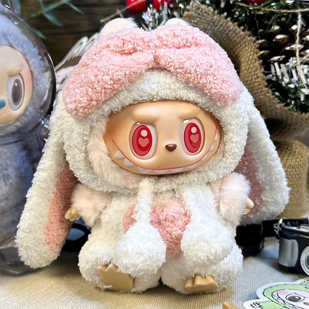 For 17cm Labubu Dolls Accessories DIY Doll Clothes Heartbeat Long Eared Furry Rabbit Costume Cartoon Dress Up Labubu Outfit For 17cm Labubu Dolls Accessories DIY Doll Clothes Heartbeat Long Eared Furry Rabbit Costume Cartoon Dress Up Labubu Outfit