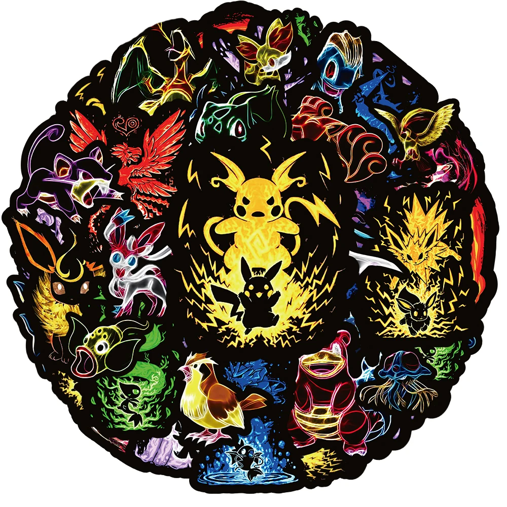 10/30/50/100pcs Cool Neon Light Anime Pokemon Stickers Pikachu Cartoon Decals for Kids Toy Phone Notebook Cool Graffiti Sticker 10/30/50/100pcs Cool Neon Light Anime Pokemon Stickers Pikachu Cartoon Decals for Kids Toy Phone Notebook Cool Graffiti Sticker