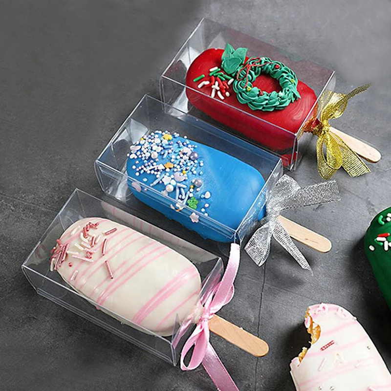 10pcs Transparent Cakesicle Boxes Mousse Clear Box Pet Box Netflix Ice Cream Dessert Ice Cream Cake Packaging Box Gift