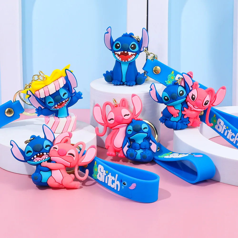 MINISO Cartoon Stitch and Angel Keychains Matching Couple Toys for Accessories Bag Key Chain Ring Jewelry Retro Gifts Keyrings MINISO Cartoon Stitch and Angel Keychains Matching Couple Toys for Accessories Bag Key Chain Ring Jewelry Retro Gifts Keyrings