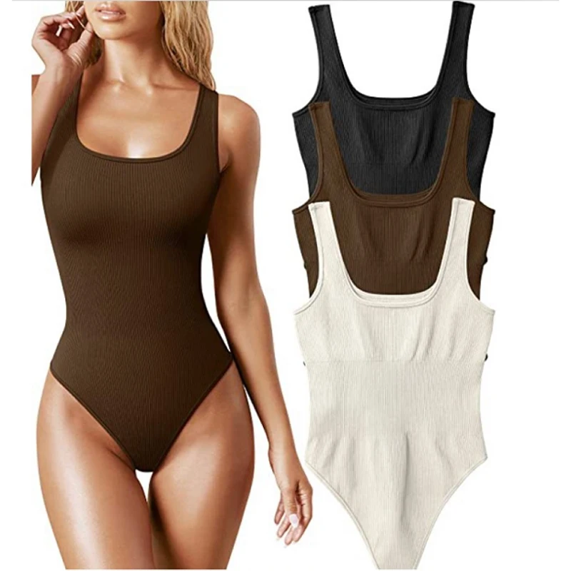 2024 summer solid sexy bodycon women bodysuits female Knit slim casual bodysuit chic lady club short playsuits femme