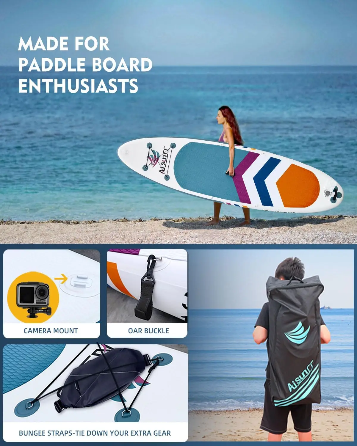 Inflatable Paddle Board for Adult, Paddle Board for All Skill Levels, Wide SUP Board with Primium Accessories Include SUP Carry