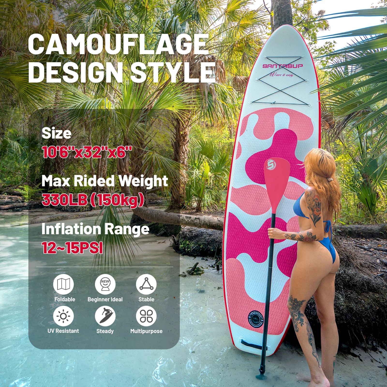 SUP Board, Inflatable Paddle Board for Adults, Stand Up Paddle Board with SUP Accessories, Waterproof, 320*81*15cm SUP Board, Inflatable Paddle Board for Adults, Stand Up Paddle Board with SUP Accessories, Waterproof, 320*81*15cm