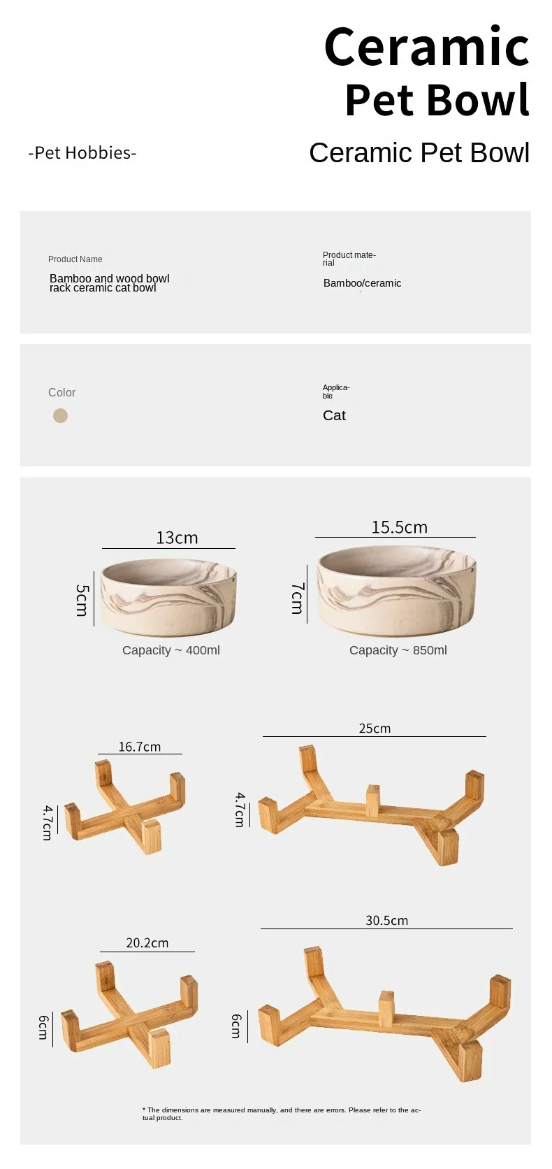 Marbling Ceramic Cat and Dog Bowl Medium Large Dog Feeding and Feeding Double Bowl with Wooden Rack Pet Puppy Accessories Marbling Ceramic Cat and Dog Bowl Medium Large Dog Feeding and Feeding Double Bowl with Wooden Rack Pet Puppy Accessories