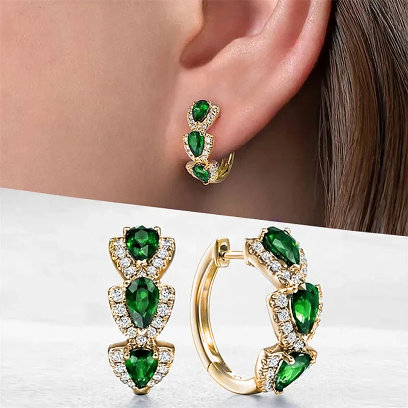 Huitan Luxury Trendy Blue Cubic Zirconia Hoop Earrings Wedding Party Elegant Accessories for Women Anniversary Gift New Jewelry Huitan Luxury Trendy Blue Cubic Zirconia Hoop Earrings Wedding Party Elegant Accessories for Women Anniversary Gift New Jewelry