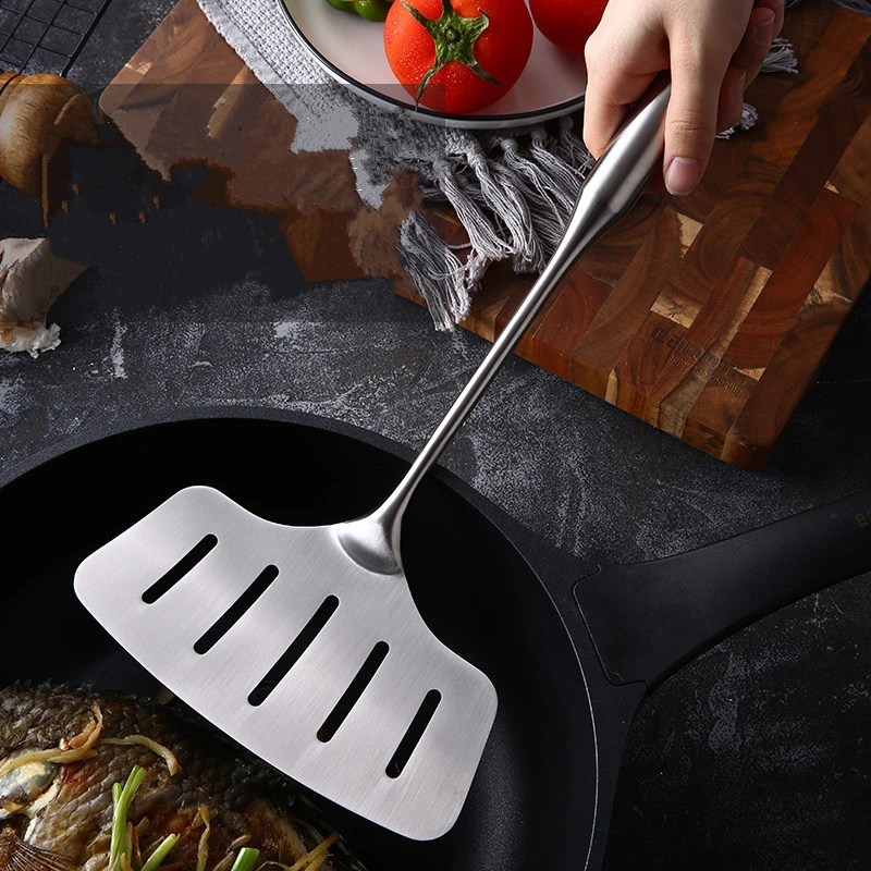 Large Stainless Steel Fish Frying Spatula Egg Pan Scoop Nonstick Long Wood Handle Steak Slotted Flat Shovel Kitchen Cooking Tool Large Stainless Steel Fish Frying Spatula Egg Pan Scoop Nonstick Long Wood Handle Steak Slotted Flat Shovel Kitchen Cooking Tool
