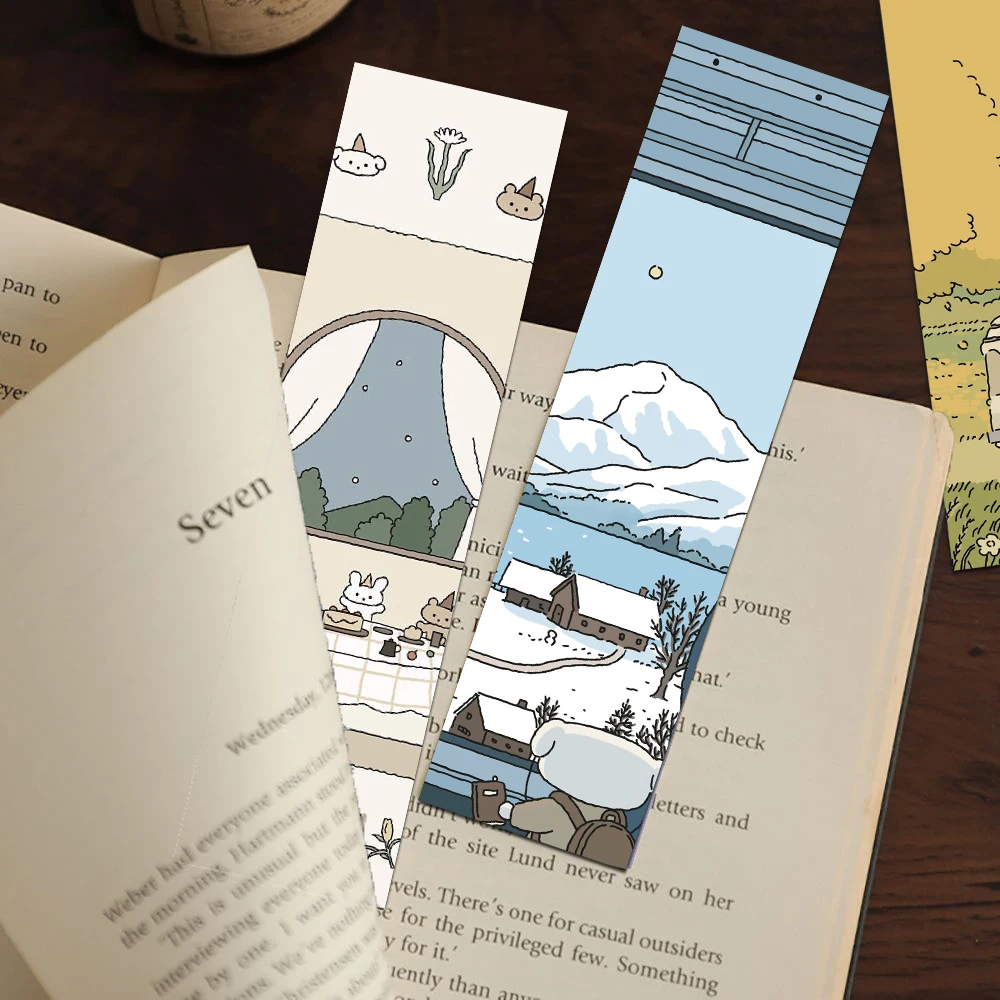 30pcs Japanese Cartoon Leisure Time Bookmarks Decoration Card Reading Pages Books Tagged Stationary Supplies Aesthetic Bookmarks