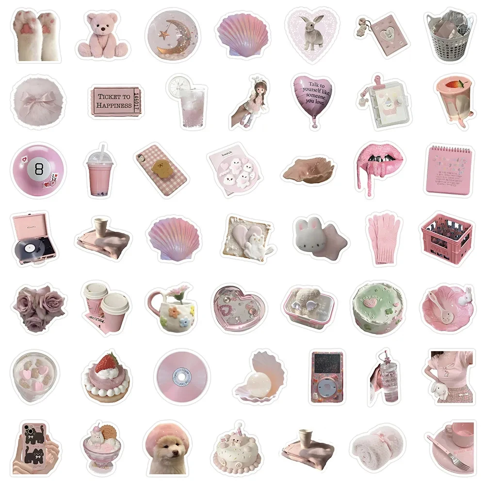 10/30/50/100pcs Cute Pink Girls Cartoon Stickers Aesthetic Decals Fridge Laptop Scrapbook Phone Diary Stationery Sticker Kid Toy