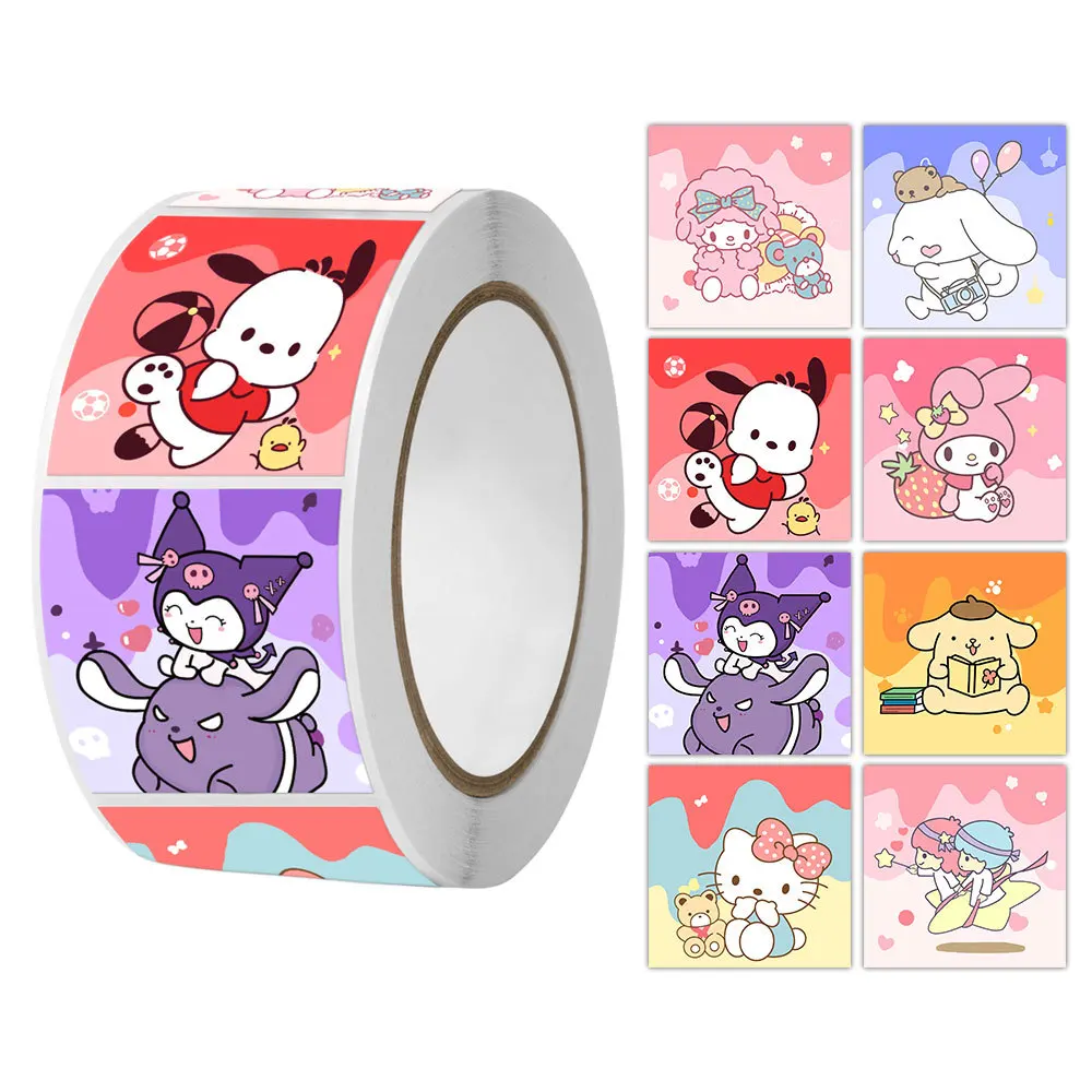 500Pcs/Roll Sanrio Stickers Kawaii Hello Kitty Melody Kuromi Cinnamoroll Luggage Graffiti Decals Kid Toy Decoration Sticker Gift 500Pcs/Roll Sanrio Stickers Kawaii Hello Kitty Melody Kuromi Cinnamoroll Luggage Graffiti Decals Kid Toy Decoration Sticker Gift