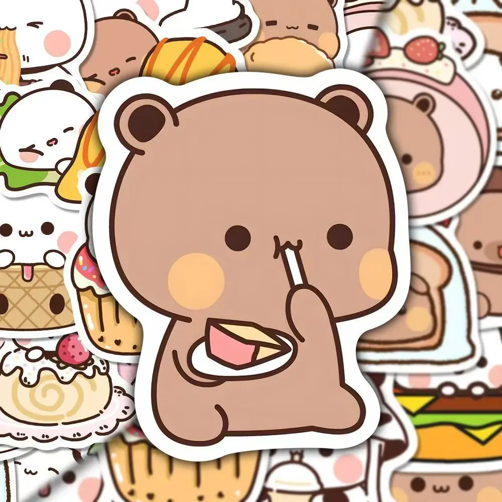 50pcs/Set Bubu And Dudu Panda Bear Sticker Food Serise Waterproof Cartoon Bear and Panda Sticker Toys 50pcs/Set Bubu And Dudu Panda Bear Sticker Food Serise Waterproof Cartoon Bear and Panda Sticker Toys
