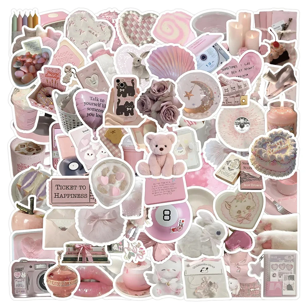 10/30/50/100pcs Cute Pink Girls Cartoon Stickers Aesthetic Decals Fridge Laptop Scrapbook Phone Diary Stationery Sticker Kid Toy