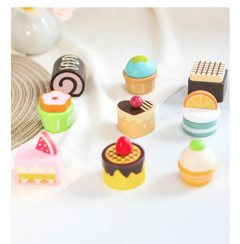 Wooden Kitchen Pretend Play Toys Afternoon Tea Sweet Desserts For Kids Playset Simulation Kitchen Educational Toys For Ages 3+