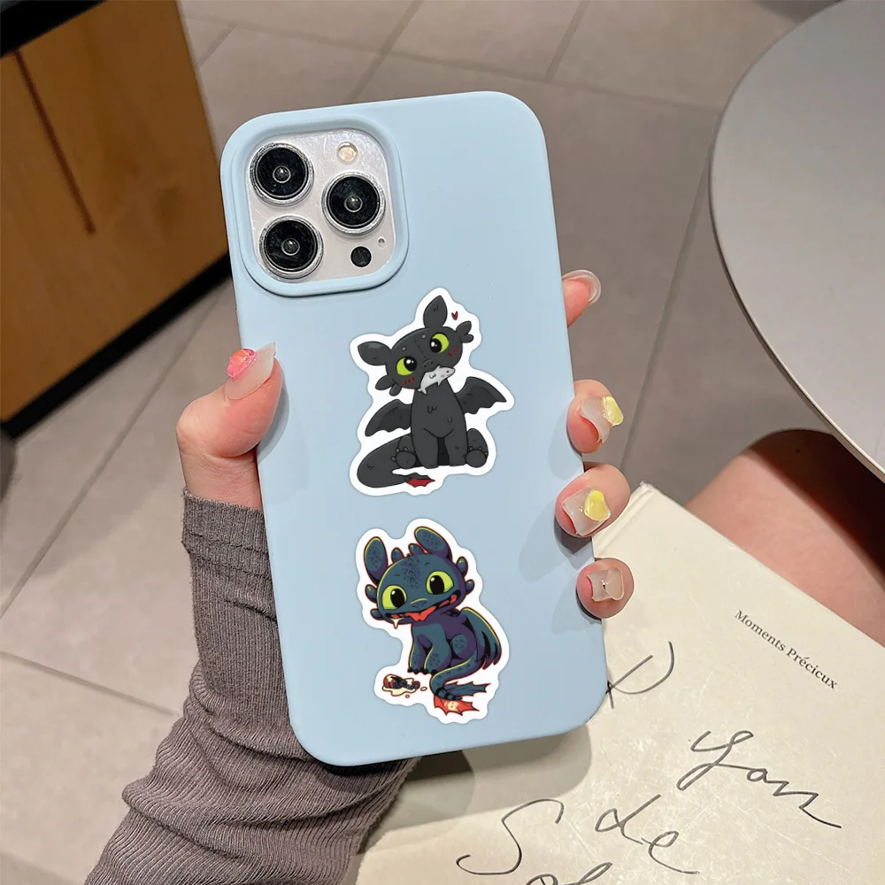 50PCS Cartoon Toothless Stickers Black Dragon DIY Stickers Scrapbooking Phone Luggage Skateboard Waterproof Decals