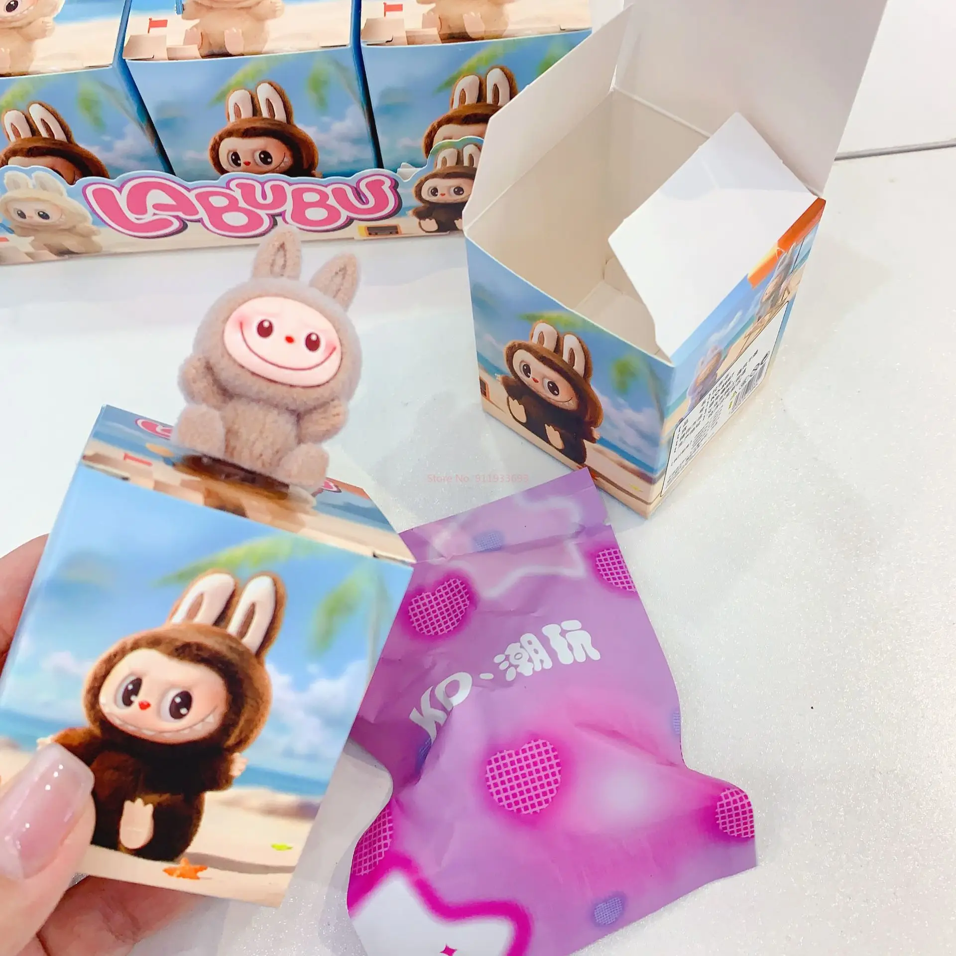 Labubu Blind Box Cartoon Flocking Hand-Made Blind Box High-Value Cute Doll Desktop Ornaments Model Children'S Gifts In Stock Labubu Blind Box Cartoon Flocking Hand-Made Blind Box High-Value Cute Doll Desktop Ornaments Model Children'S Gifts In Stock