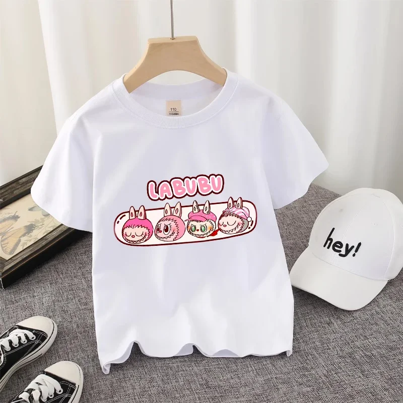 Labubu Kids T-shirt Cotton Cute Anime Print Tees Short Sleeve Kawaii Pink Cartoon Girl Summer Casual Clothes Birthday Party Gift Labubu Kids T-shirt Cotton Cute Anime Print Tees Short Sleeve Kawaii Pink Cartoon Girl Summer Casual Clothes Birthday Party Gift