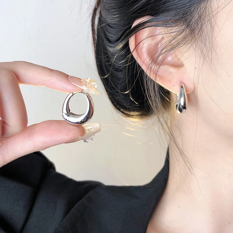 Stainless Steel Smooth Metal Chunky Hoop Earrings For Women Girls Fashion Round Circle Hoops Statement Earrings Punk Jewelry Stainless Steel Smooth Metal Chunky Hoop Earrings For Women Girls Fashion Round Circle Hoops Statement Earrings Punk Jewelry