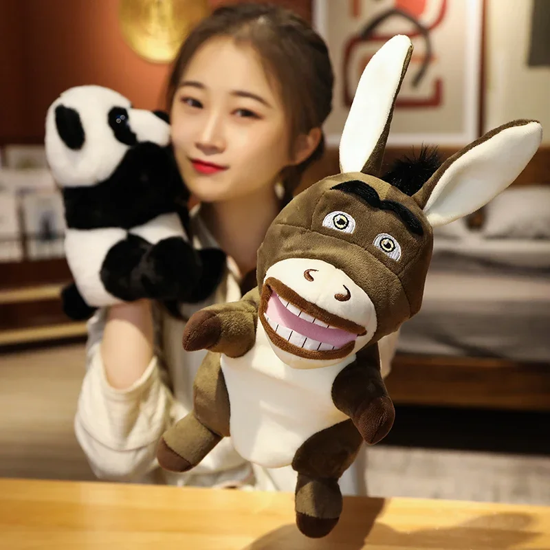 Stuffed Plush Animals Toys Hand Finger Puppet Kawaii Dolls Educational Baby Toys Learning & Education Monkey Tiger Children Gift