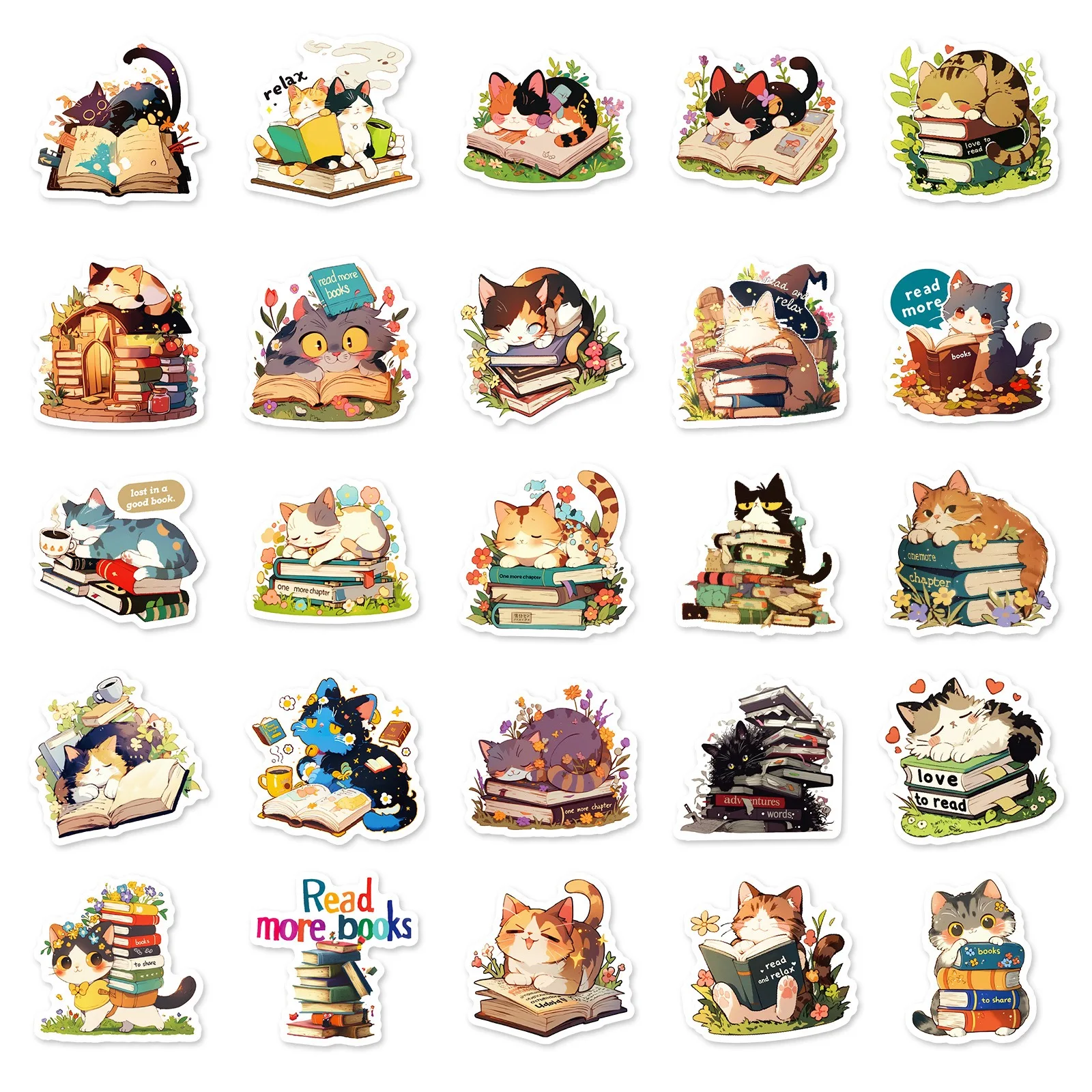 10/50pcs Cute Animal Cat Reading Book Kindle Creative Stickers Personality Decals Kid Toy Skateboard Guitar Refrigerator Sticker 10/50pcs Cute Animal Cat Reading Book Kindle Creative Stickers Personality Decals Kid Toy Skateboard Guitar Refrigerator Sticker