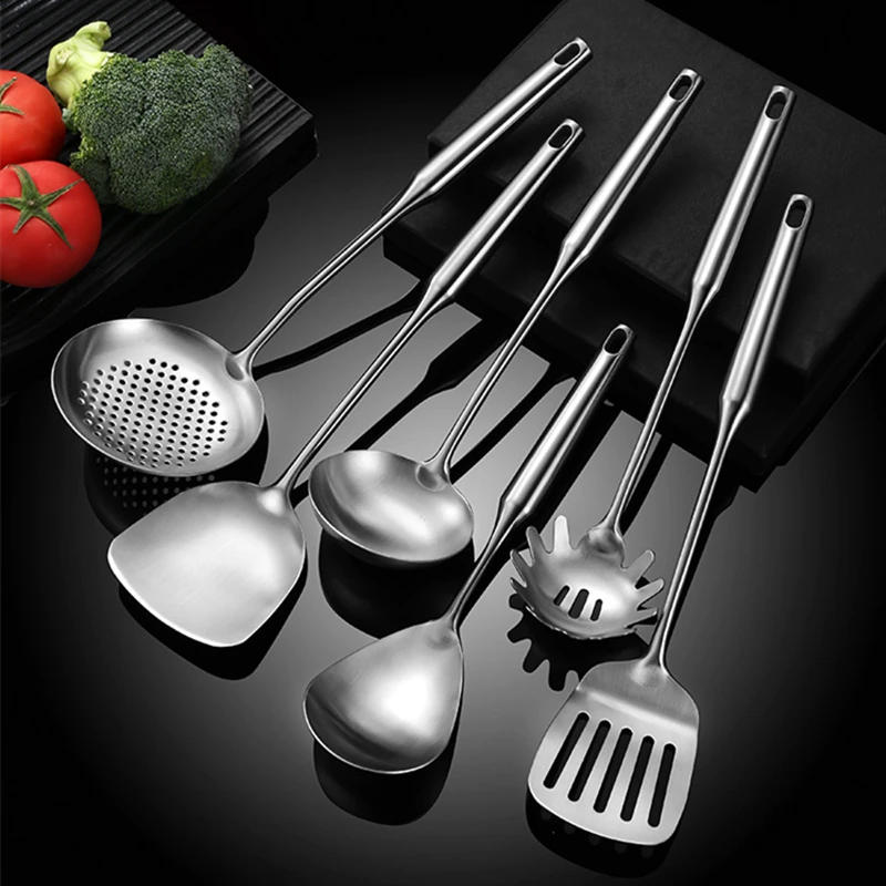 304 Stainless Steel Cooking Spatula Shovel Colander Rice Soup Spoon Thickened Anti-scald Kitchenware Cookware Accessories