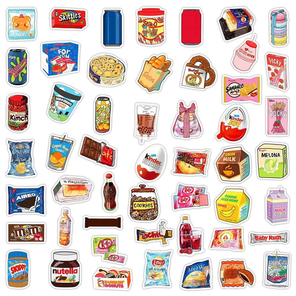 10/30/50pcs Drink Milk Snack Food Packaging Stickers Phone Scrapbook Motorcycle Cool Car Waterproof Cartoon Sticker for Kids Toy 10/30/50pcs Drink Milk Snack Food Packaging Stickers Phone Scrapbook Motorcycle Cool Car Waterproof Cartoon Sticker for Kids Toy