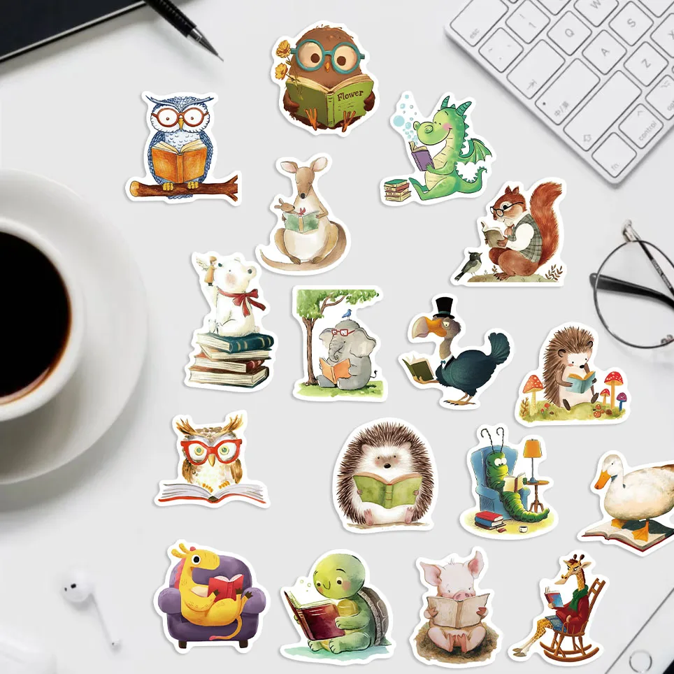 50PCS Animal Bookish Reading Sticker For Scrapbooking Korean Stationery School Supplies Aesthetic Children's Decoration 50PCS Animal Bookish Reading Sticker For Scrapbooking Korean Stationery School Supplies Aesthetic Children's Decoration