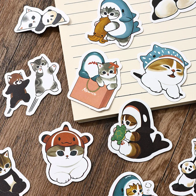 100pcs/Set Shark Cat Sticker Decoration Luggage Phone Case Water Cup Scrapbook Waterproof Decal Stickers Toy 100pcs/Set Shark Cat Sticker Decoration Luggage Phone Case Water Cup Scrapbook Waterproof Decal Stickers Toy