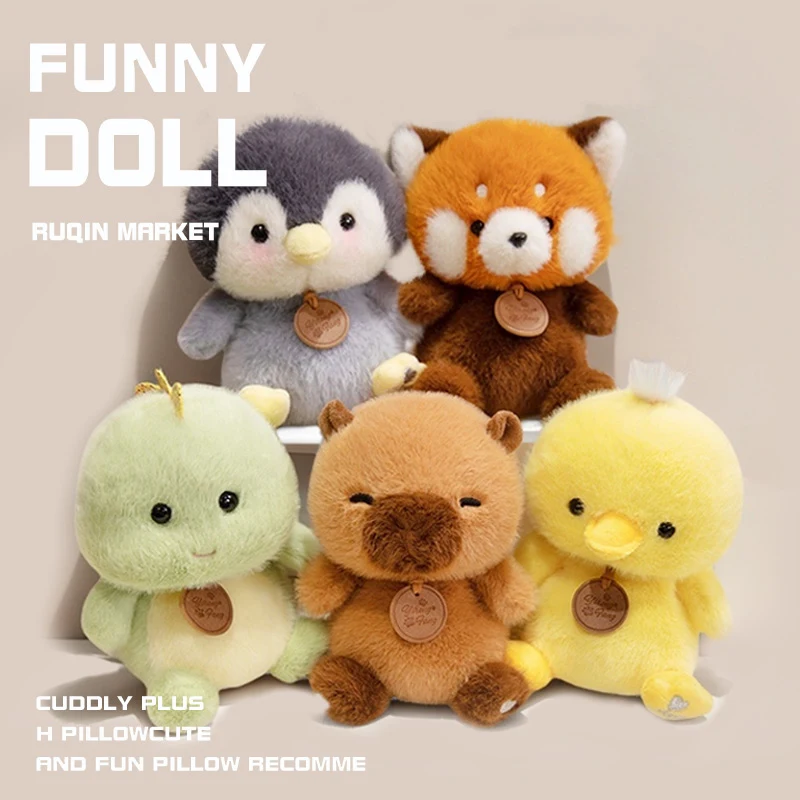 Cute Sitting Animals Red Panda Fox Sloth Cat Soft Plush Dolls Stuffed Capybara Pig Plushie Baby Toys Gifts For Children