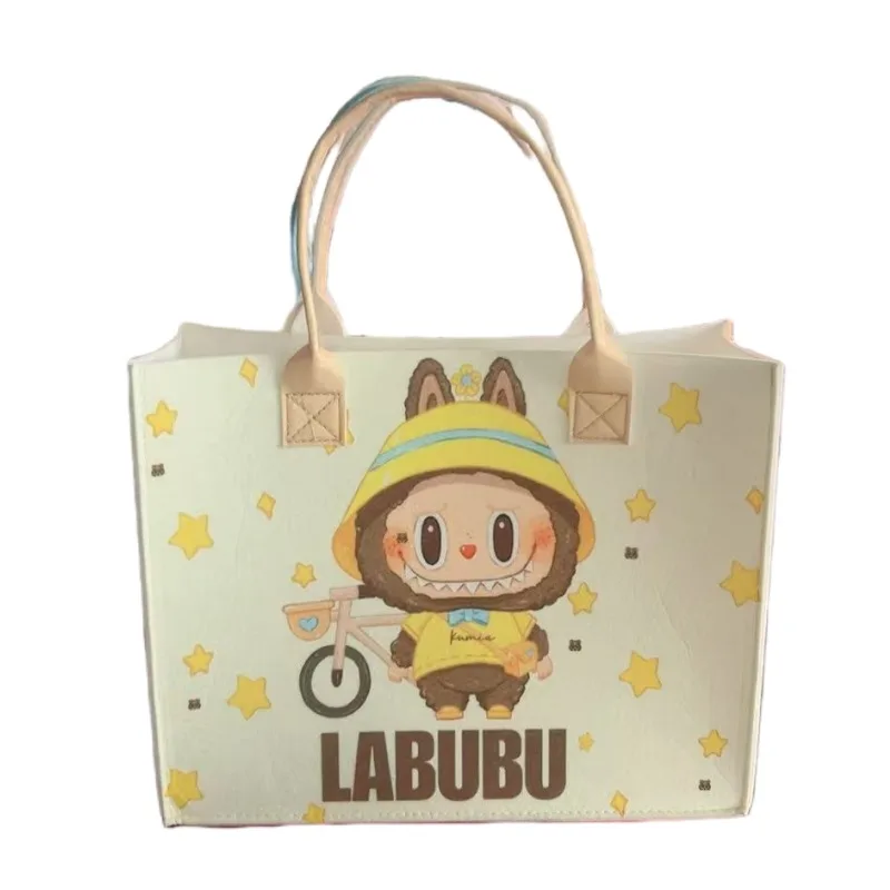 Labubu Creative Cartoon Anime Periphery Cute Print Student One Shoulder Hand Felt Bag Portable Open Large Capacity Travel Bag Labubu Creative Cartoon Anime Periphery Cute Print Student One Shoulder Hand Felt Bag Portable Open Large Capacity Travel Bag