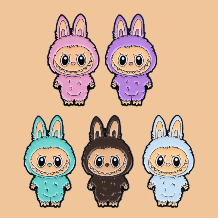 Anime Metal Enamel Labubu Brooch Cartoon Cute Studen Badge Pins Comic Fans Gift Men Women Backpack Jewelry Accessories