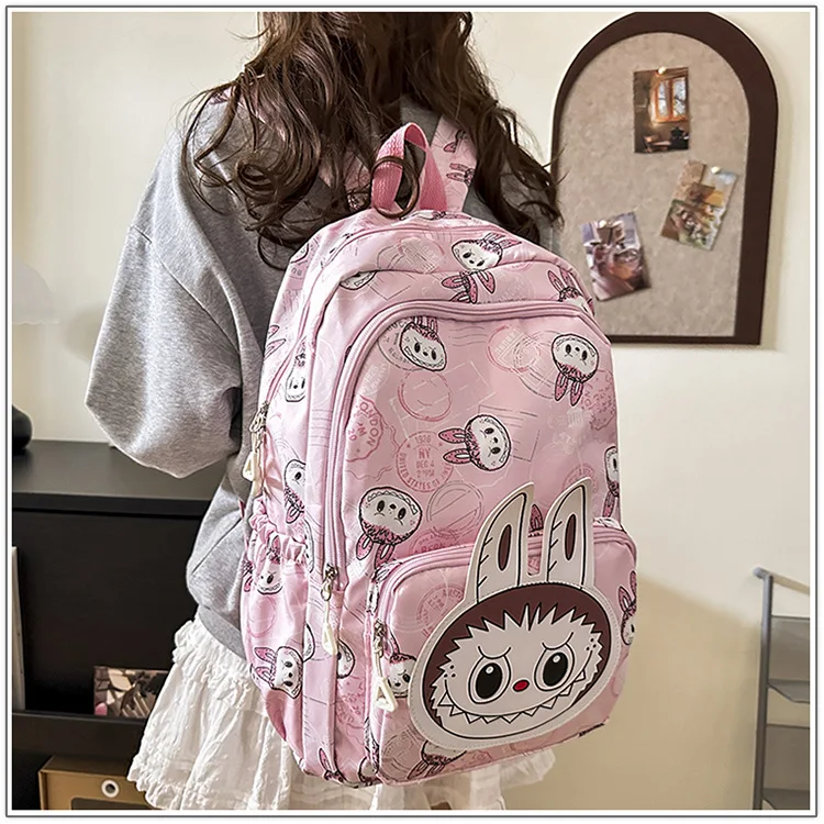 Large Capacity Cartoon Labubu Student Backpack Waterproof Kawaii Brown Monster Kids Cute Shouder Bag Elementary School Use Large Capacity Cartoon Labubu Student Backpack Waterproof Kawaii Brown Monster Kids Cute Shouder Bag Elementary School Use