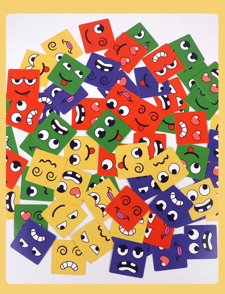 Kids Face Change Expression Puzzle Building Blocks Montessori Cube Table Game Toy Early Educational Toys for Children Gifts Kids Face Change Expression Puzzle Building Blocks Montessori Cube Table Game Toy Early Educational Toys for Children Gifts