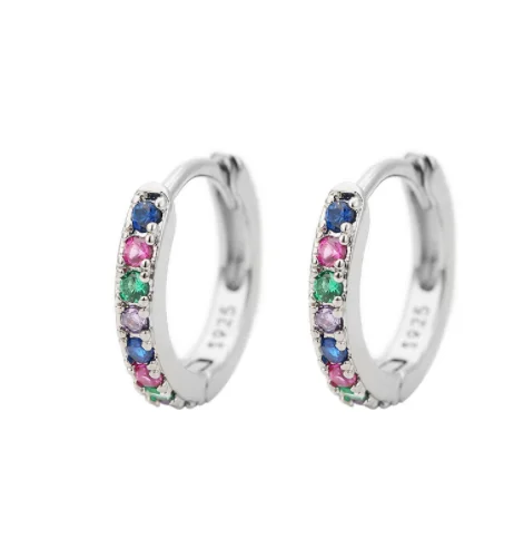 ANENJERY 2PCS Rainbow Little Huggies Hoop Earrings for Women Girl Cartilage Small Piercing Tragus Circle Men Jewelry ANENJERY 2PCS Rainbow Little Huggies Hoop Earrings for Women Girl Cartilage Small Piercing Tragus Circle Men Jewelry