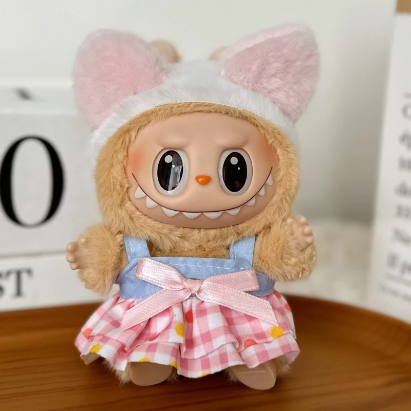 Cute Labubu Doll Jacket 17cm Mini Doll Clothing Accessories Sweatshirt Skirt Overalls Clothes Children's Toys Birthday Gift Cute Labubu Doll Jacket 17cm Mini Doll Clothing Accessories Sweatshirt Skirt Overalls Clothes Children's Toys Birthday Gift