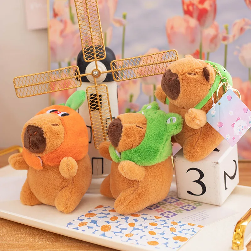 Cute Cartoon Capybara Pendant Plush Toy Doll Bag Hanging Ornaments Cute Kapila Keychain Doll Desktop Doll Ornaments Car Pendant