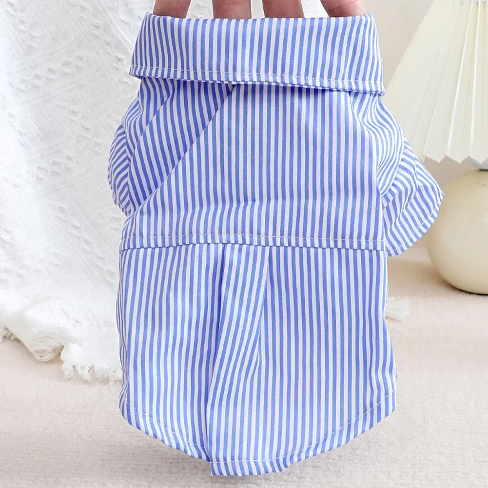 2024 Pet Dog Clothes Bowknot Striped Shirts for Dogs Clothing Cat Small Thin Summer Blue Fashion Boy Girl Chihuahua Pet Products
