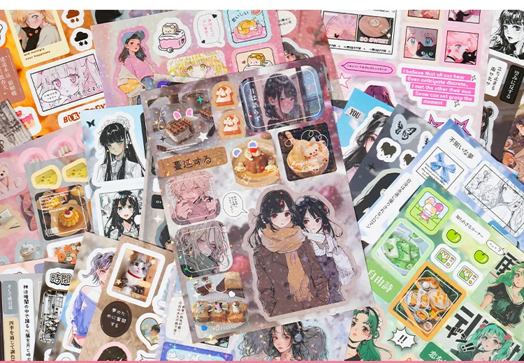 MINKYS 45 sheets/piece Retro Decorative Stickers Laptop Kpop Toploader Photocard Sticker Book Kids Gift School Stationery