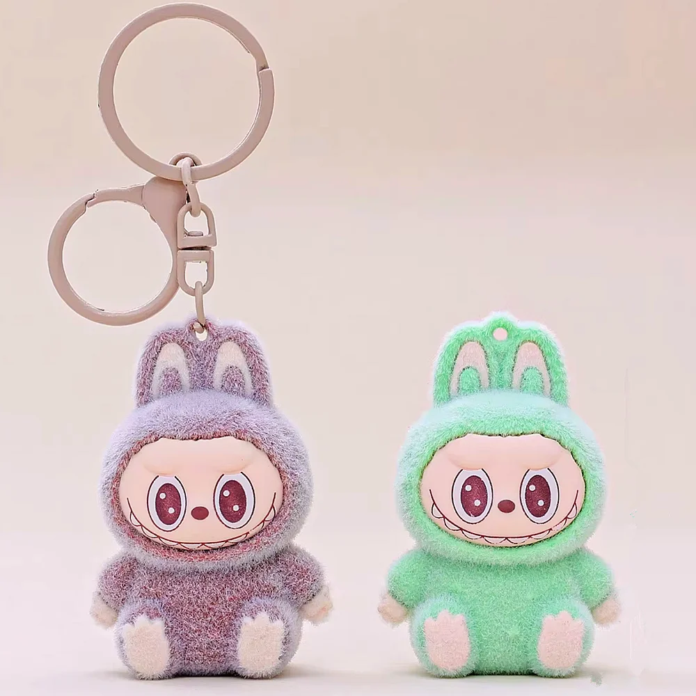 Cute Labubu Doll Pendant Keychain Exquisite Doll Fluff Pvc Toy Phone Ornaments Bag Charms Car Key Chain Kawaii Accessories Gifts