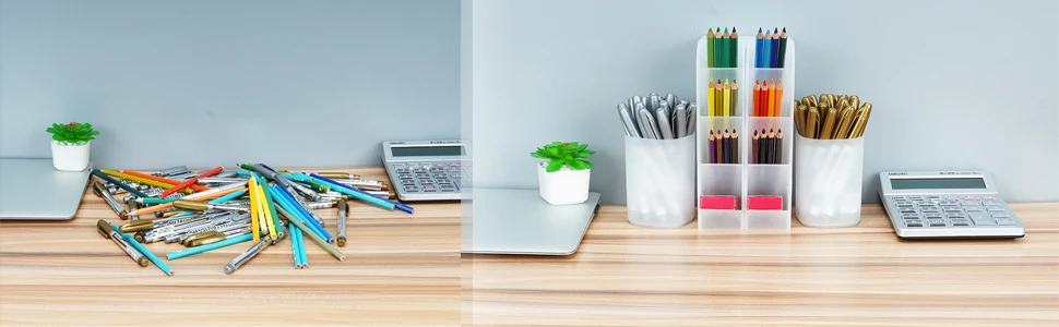 Pen Organizer Desk Organization Cute Desk Pencil Markers Cup Holder Storage Box Set Multi-Functional Stationary for Home Office
