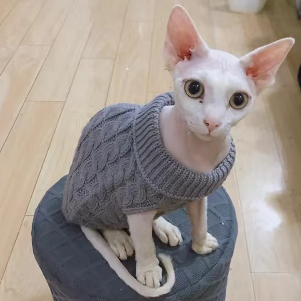 Warm Knitted Sphynx Cat Sweater Winter Pet Clothes for Cats mascotas Clothing Katten Kedi Kitten Puppy Pullovers ropa para gatos Warm Knitted Sphynx Cat Sweater Winter Pet Clothes for Cats mascotas Clothing Katten Kedi Kitten Puppy Pullovers ropa para gatos